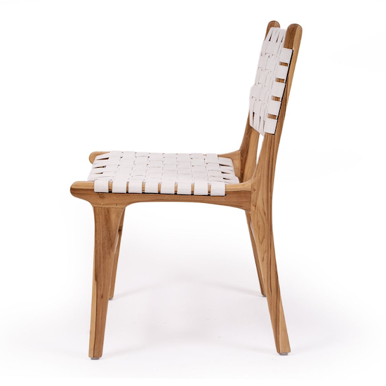 Pasadena Woven Leather Side Chair - White