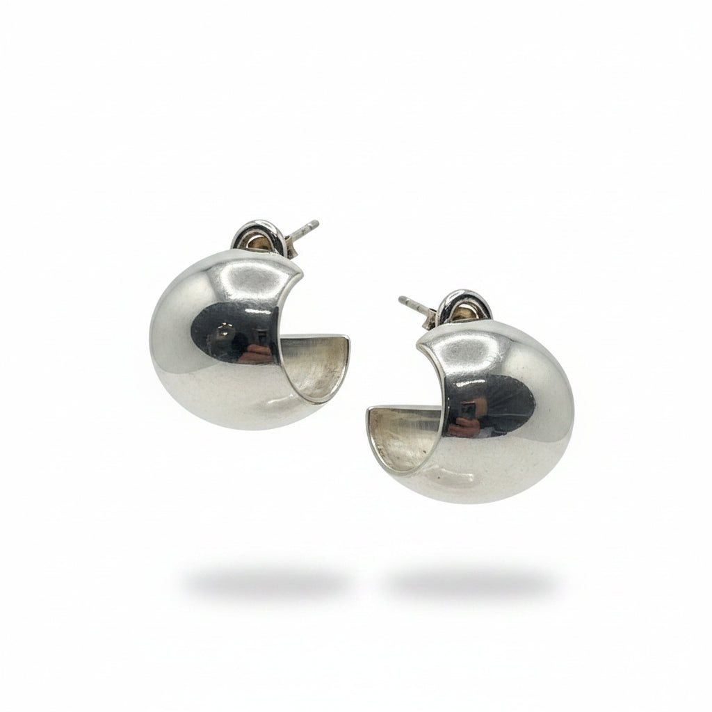 Pair of silver hoop earrings