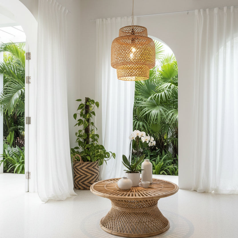 Japanese Knit Rattan Pendant Light