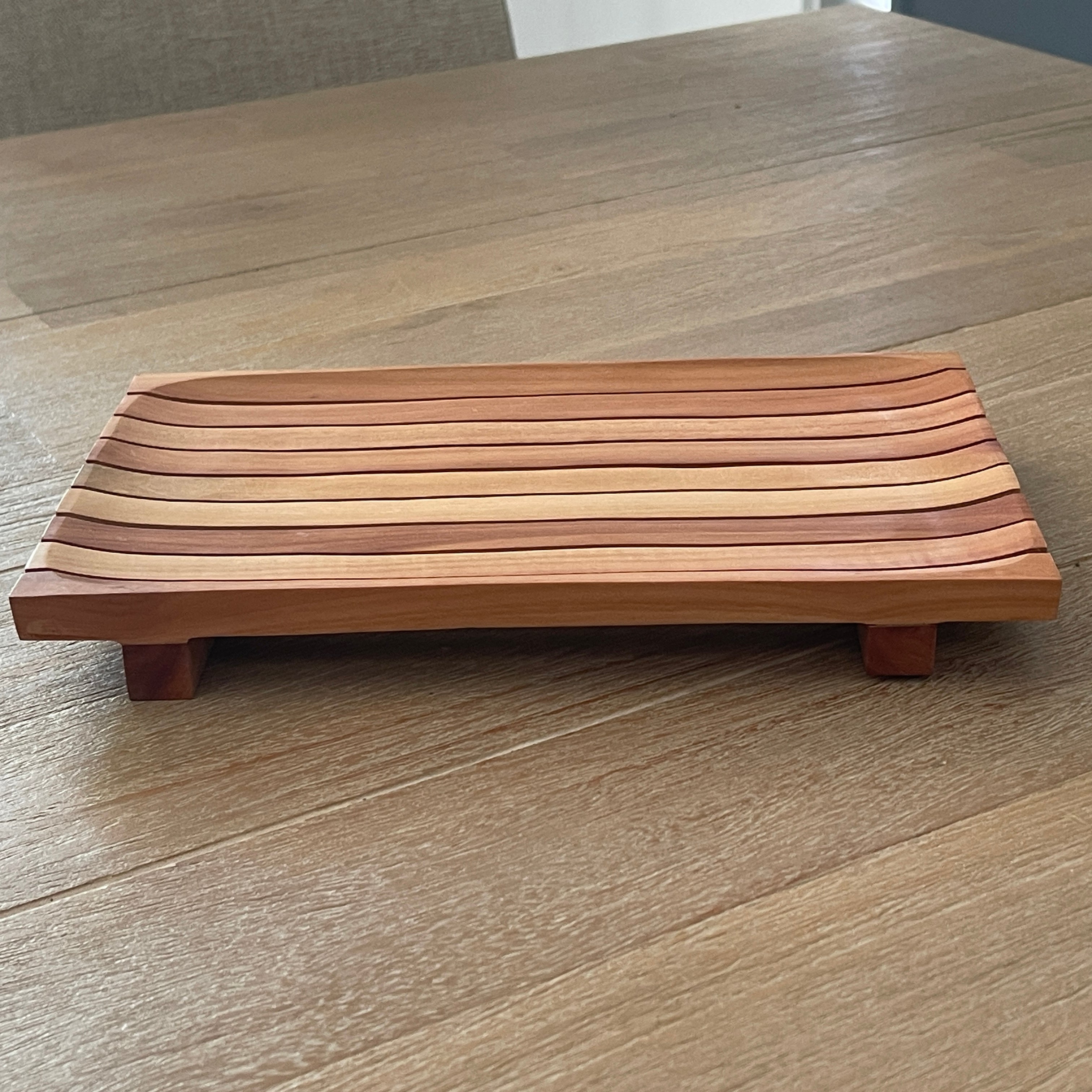 Long teak soap dish