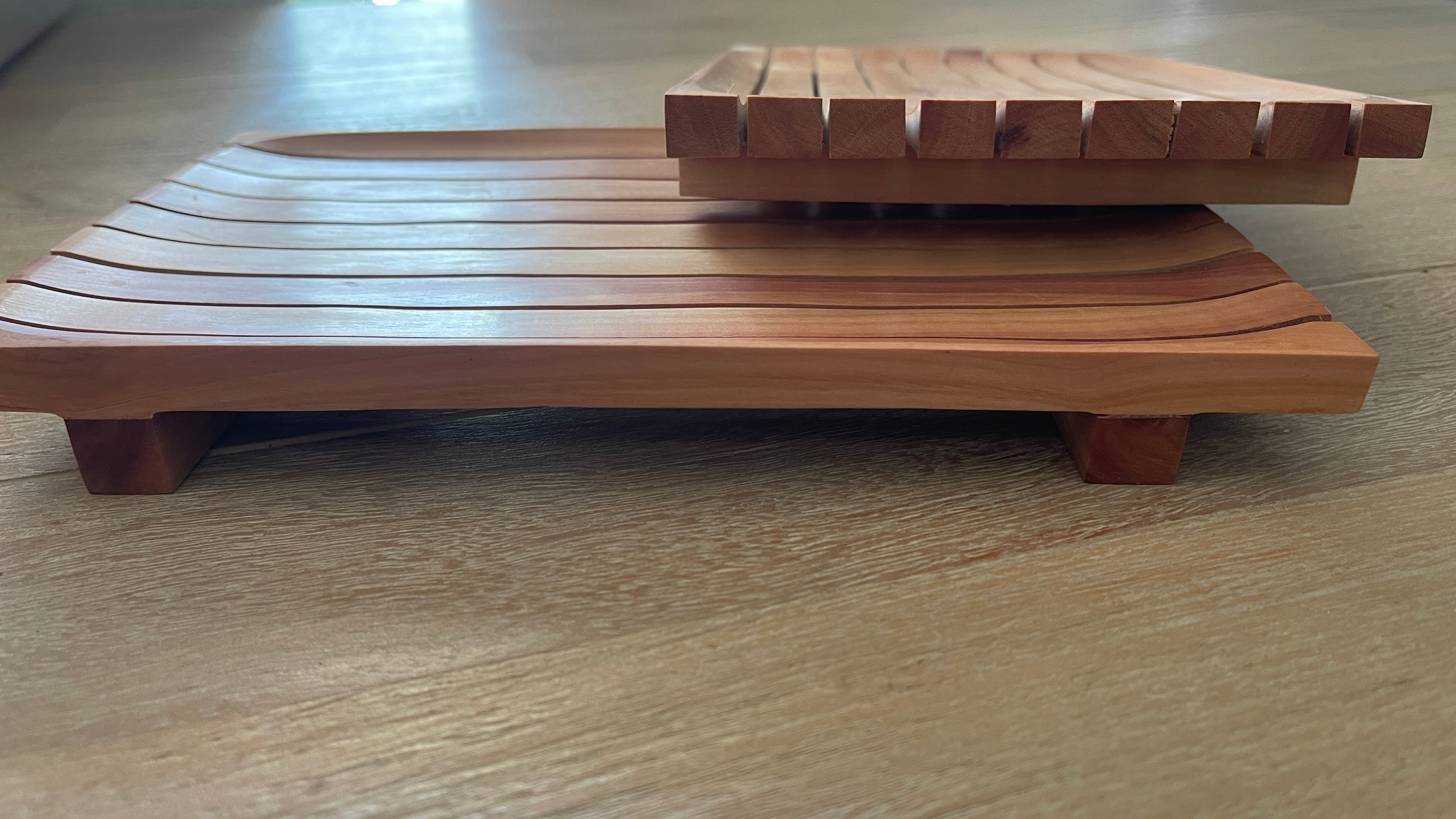 Long teak soap dish
