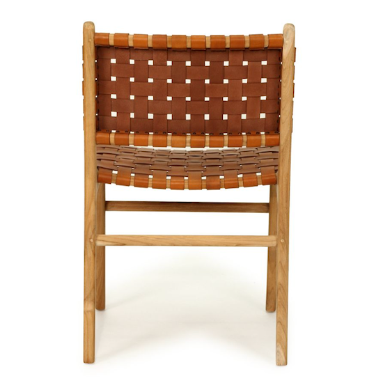 Pasadena Woven Leather Side Chair - Tan