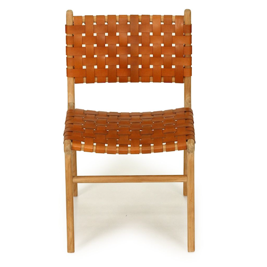 Pasadena Woven Leather Side Chair - White