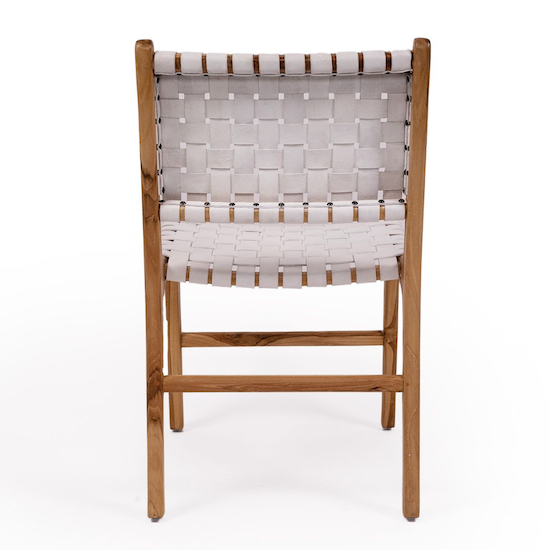 Pasadena Woven Leather Side Chair - White