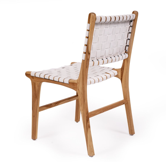 Pasadena Woven Leather Side Chair - White