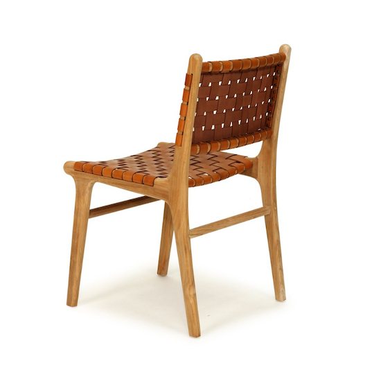 Pasadena Woven Leather Side Chair - Tan