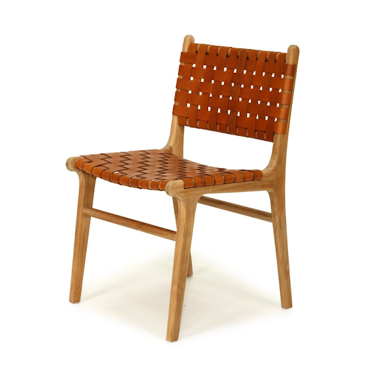 Pasadena Woven Leather Side Chair - Tan