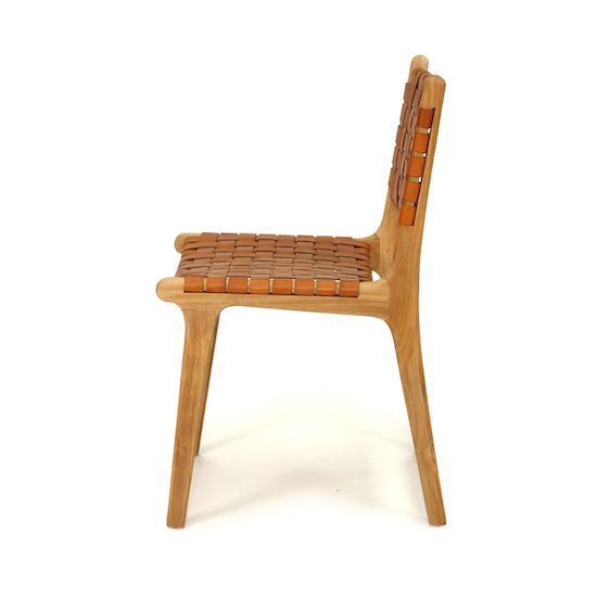 Pasadena Woven Leather Side Chair - Tan