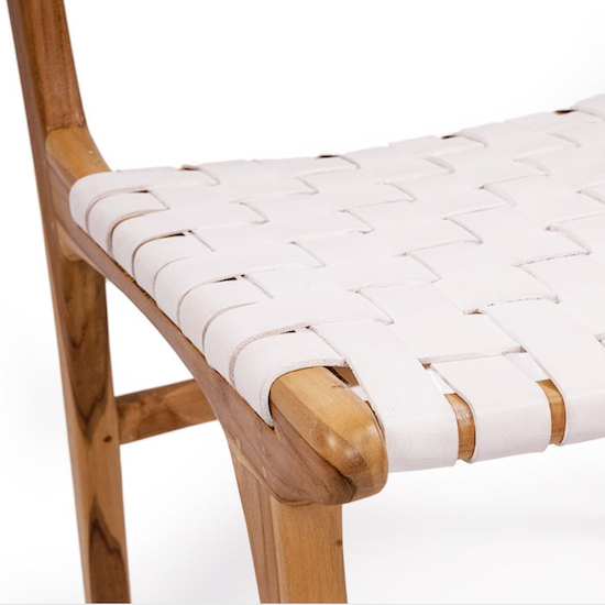 Pasadena Woven Leather Side Chair - White