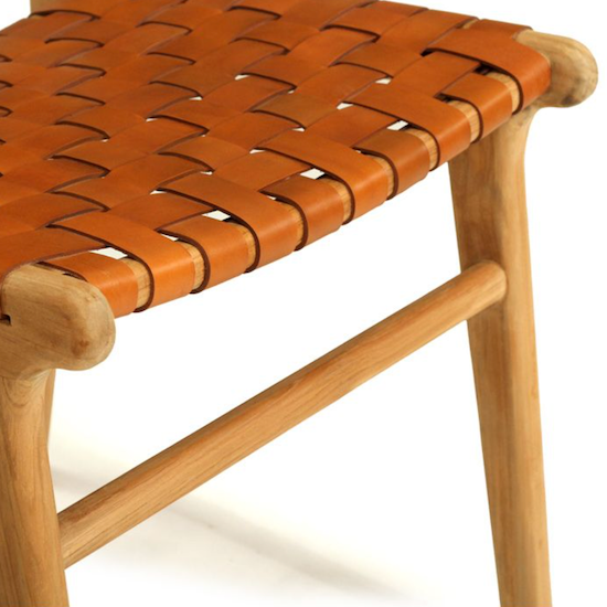 Pasadena Woven Leather Side Chair - Tan
