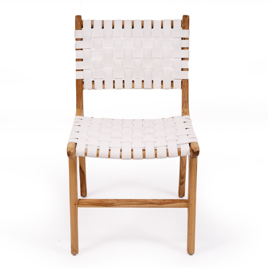 Pasadena Woven Leather Side Chair - White