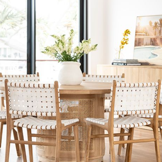 Pasadena Woven Leather Side Chair - White