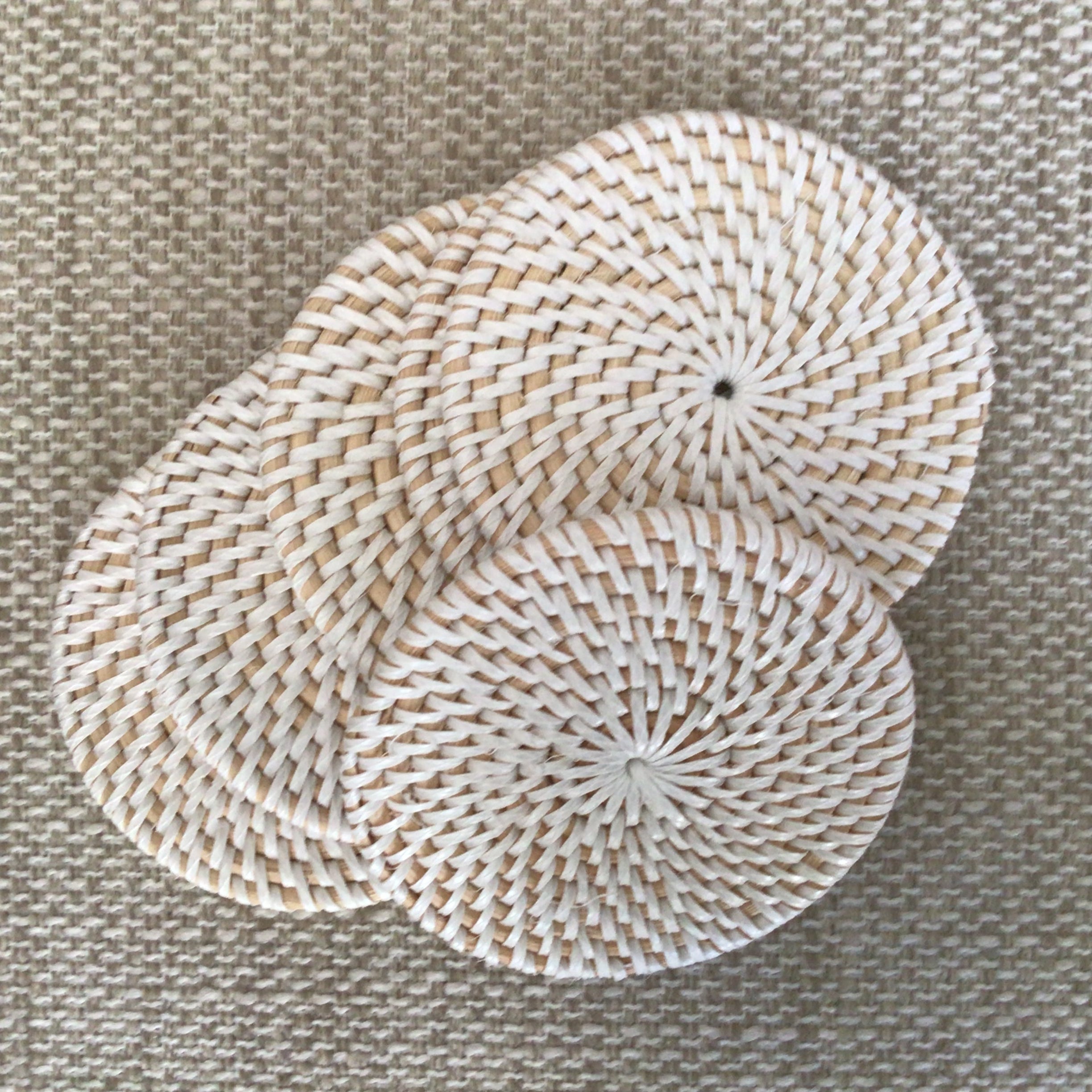 Coastal Coasters Rattan and White