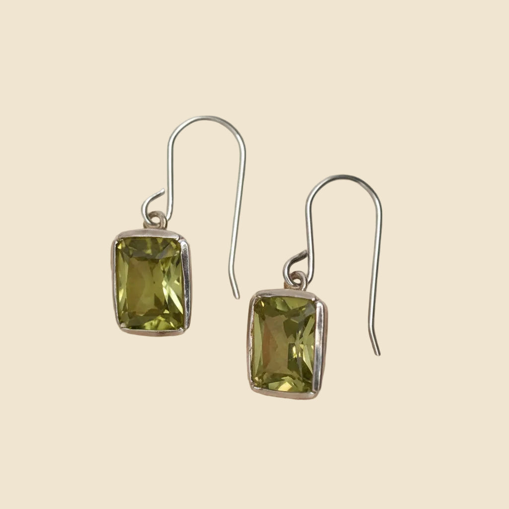 Solid Square Citrine Earrings