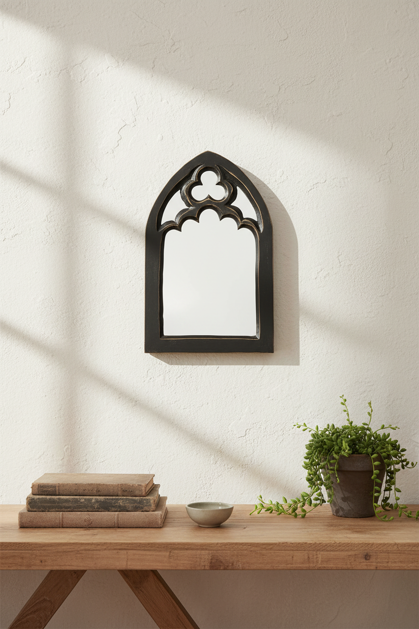 Single small Lancet Mirror near plant