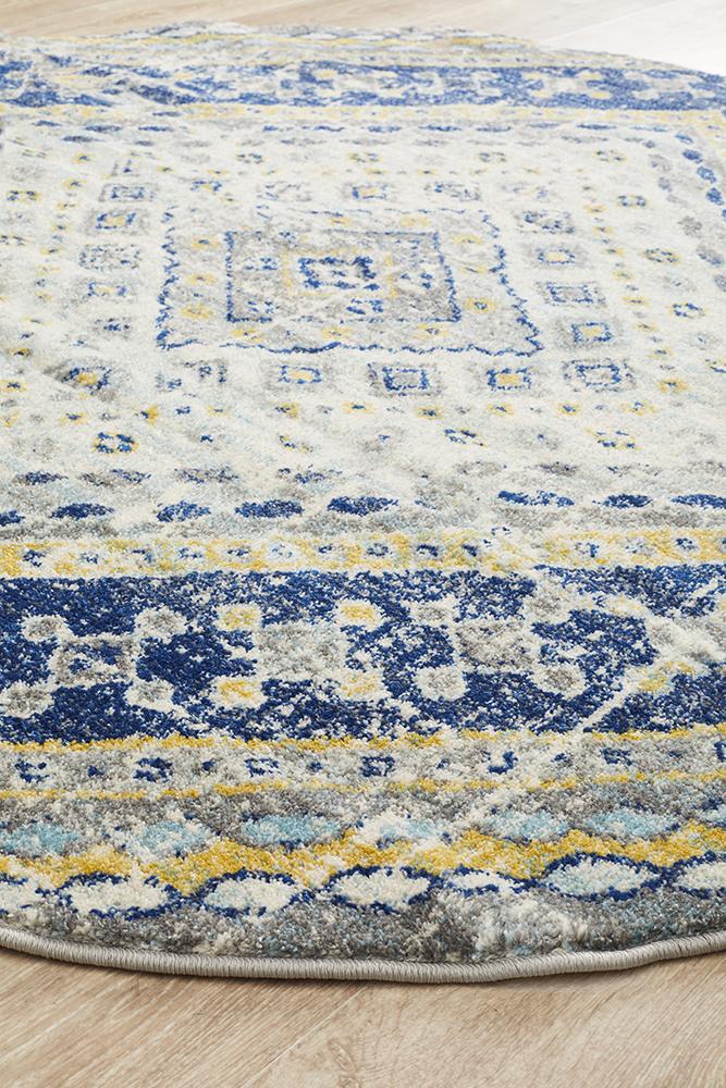 Babylon 203 Navy  Round Rug