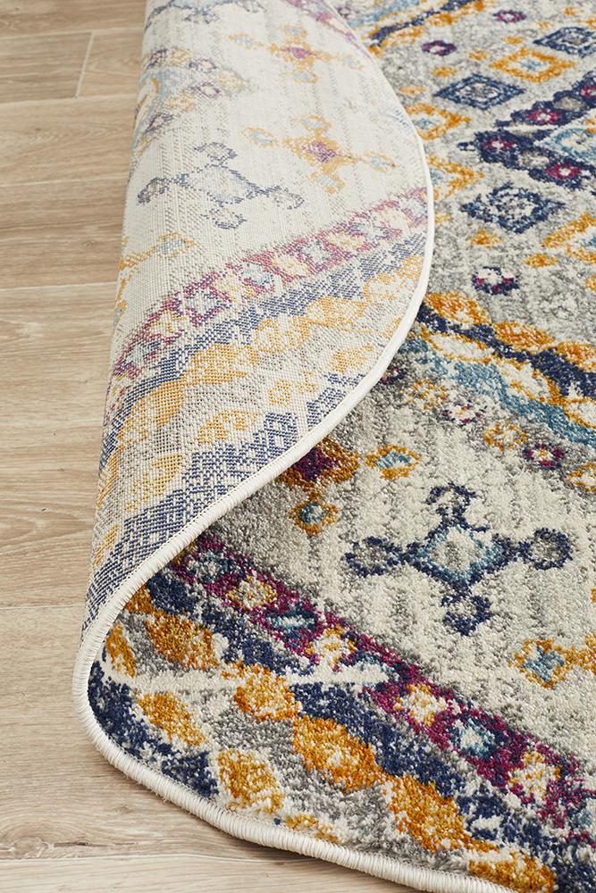 Babylon 203 White  Round Rug
