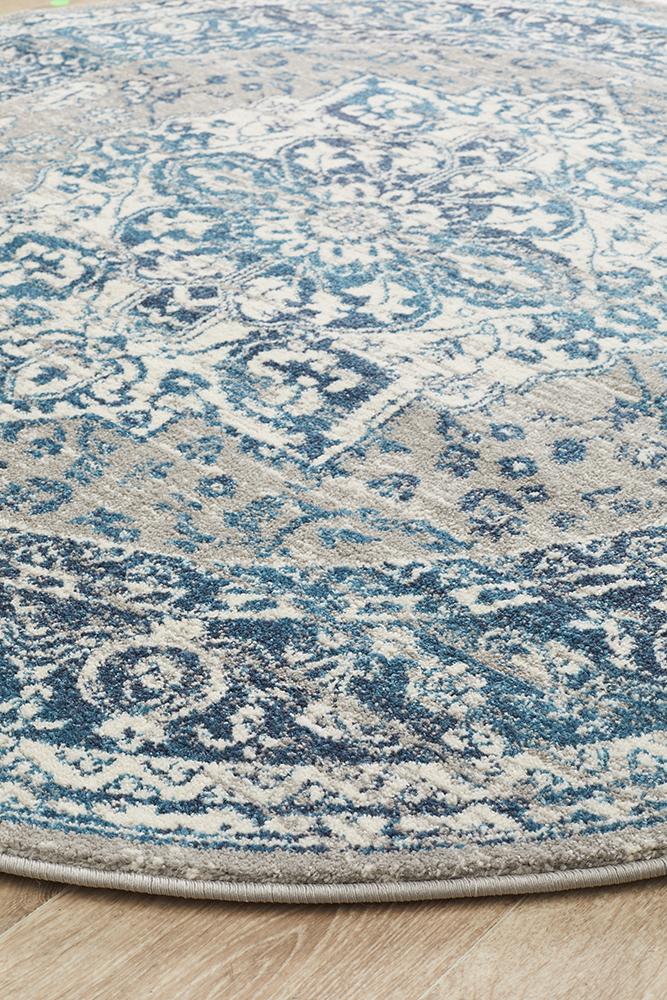 Babylon 207 Blue  Round Rug