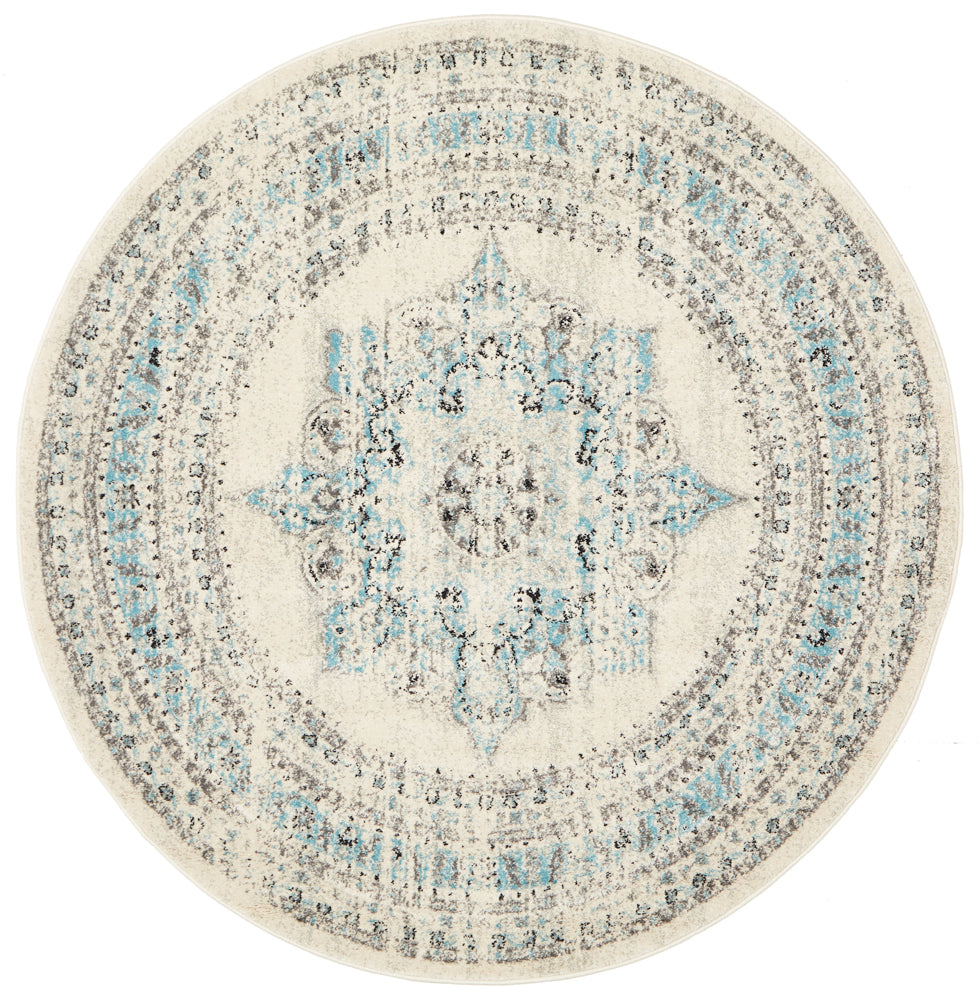 Century 922 White Round Rug