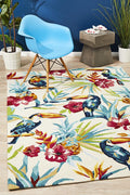 Copacabana Toucan Tropical Indoor Outdoor Rug Cream