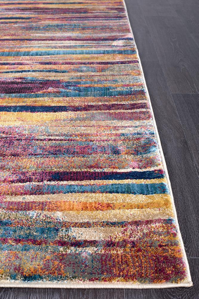Dreamscape Strokes Modern Raspberry Rug