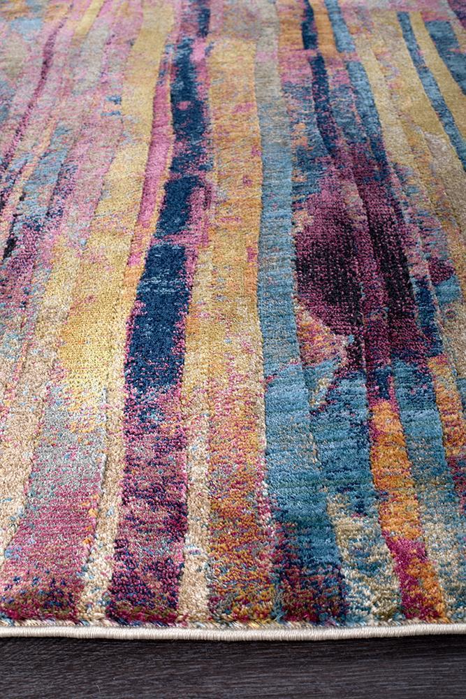 Dreamscape Strokes Modern Raspberry Runner Rug