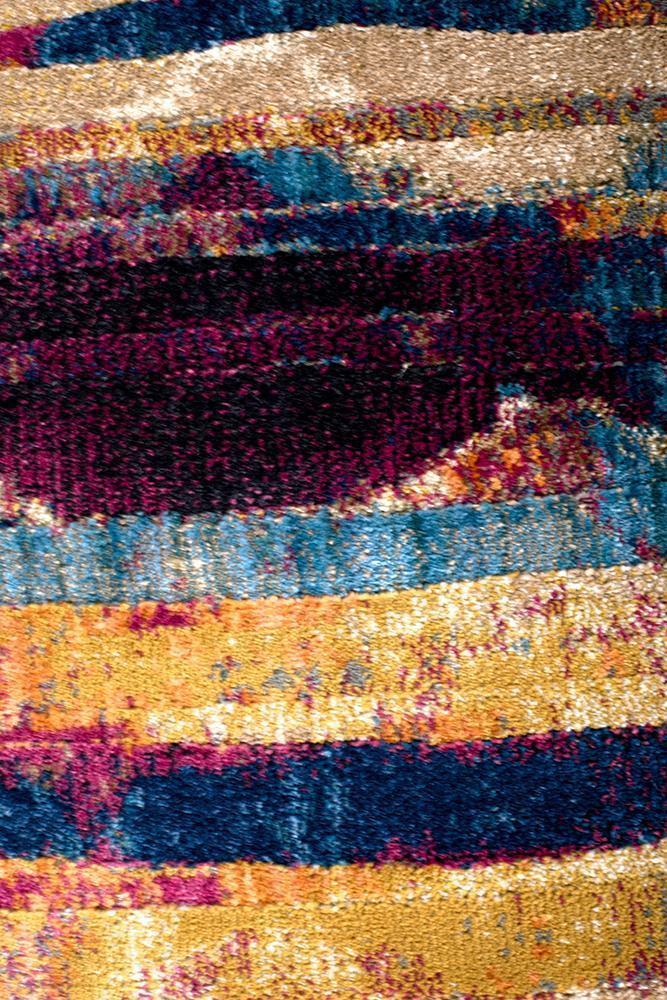 Dreamscape Strokes Modern Raspberry Runner Rug