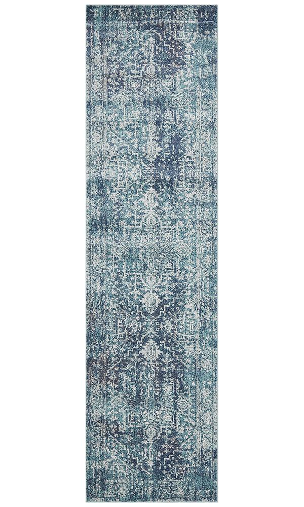 Evoke Muse Blue Transitional Runner Rug