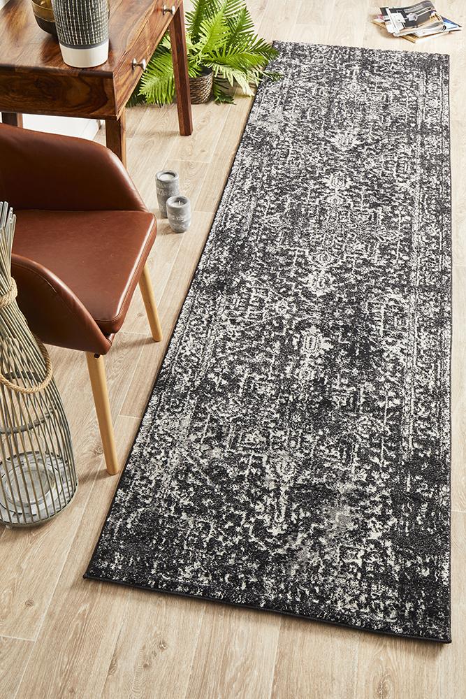 Evoke Scape Charcoal Transitional Runner Rug