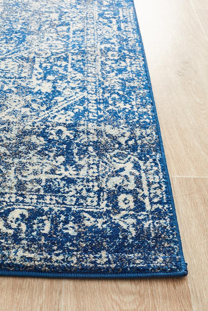 Evoke Contrast Navy Transitional Runner Rug
