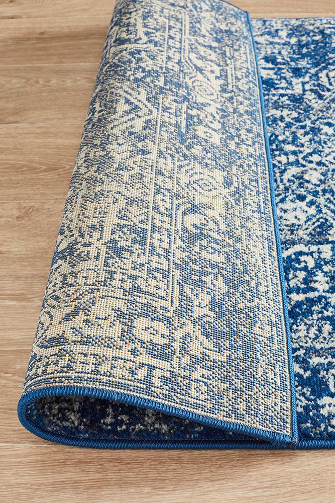 Evoke Contrast Navy Transitional Runner Rug