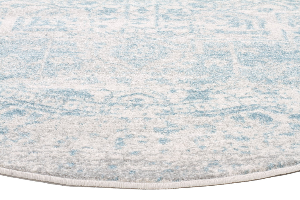 Evoke Glacier White Blue Transitional Round Rug