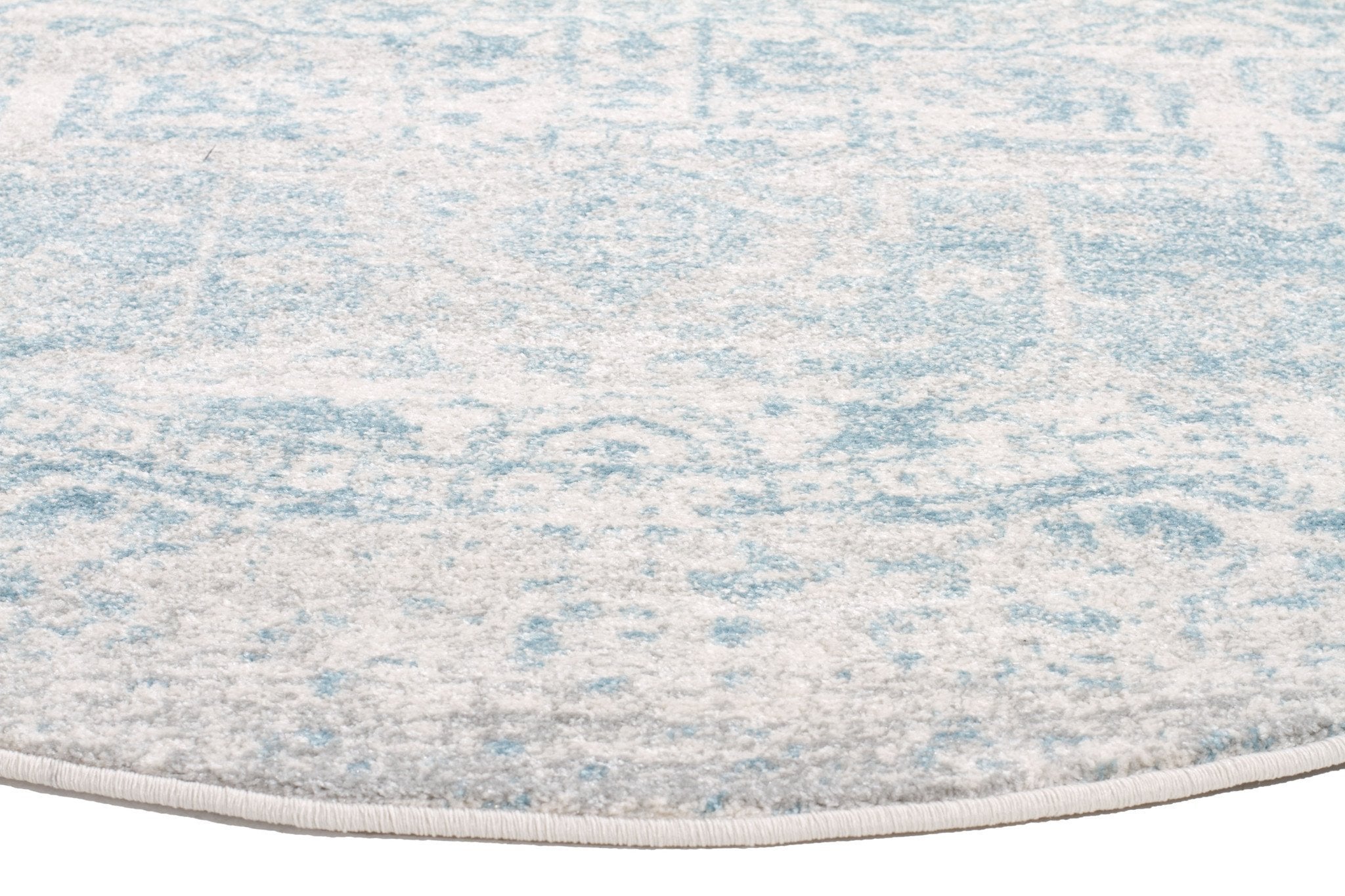 Evoke Glacier White Blue Transitional Round Rug