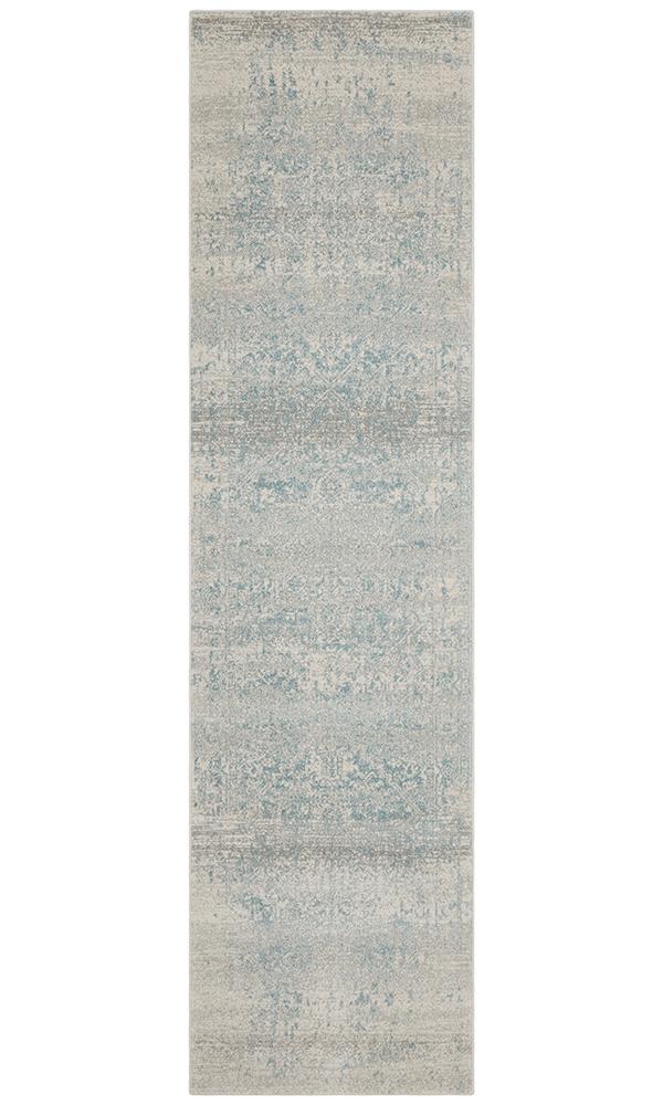 Evoke Glacier White Blue Transitional Runner Rug