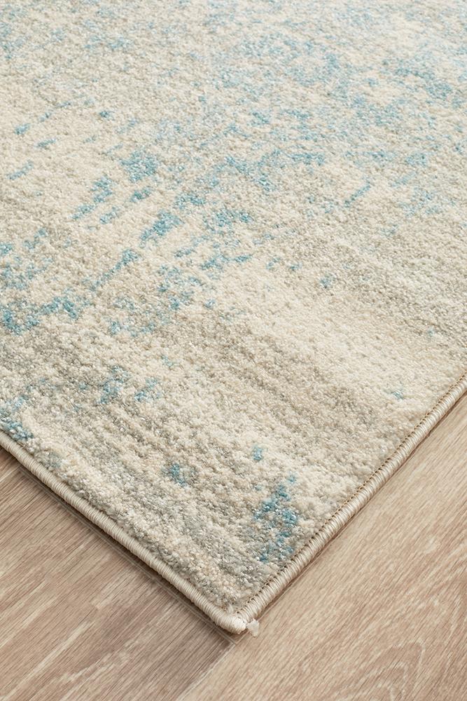 Evoke Glacier White Blue Transitional Runner Rug