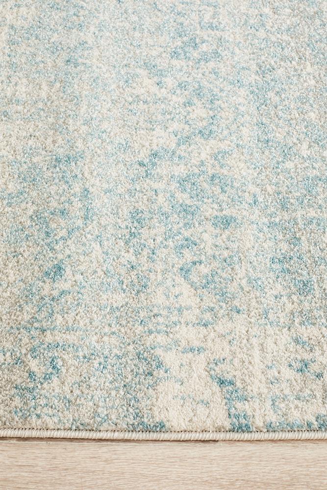 Evoke Glacier White Blue Transitional Runner Rug