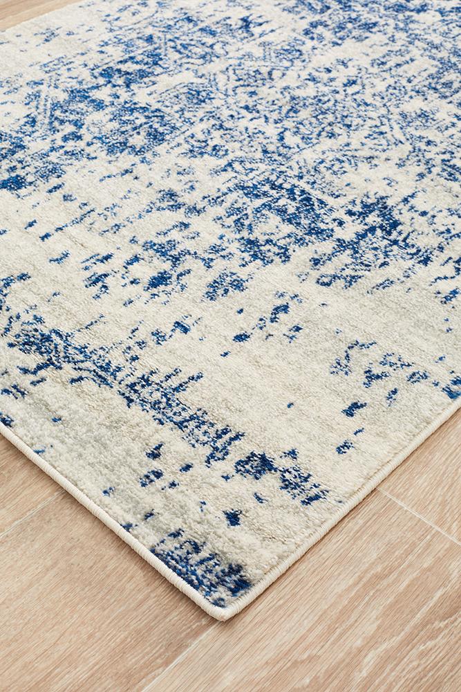 Evoke Horizon White Navy Transitional Runner Rug