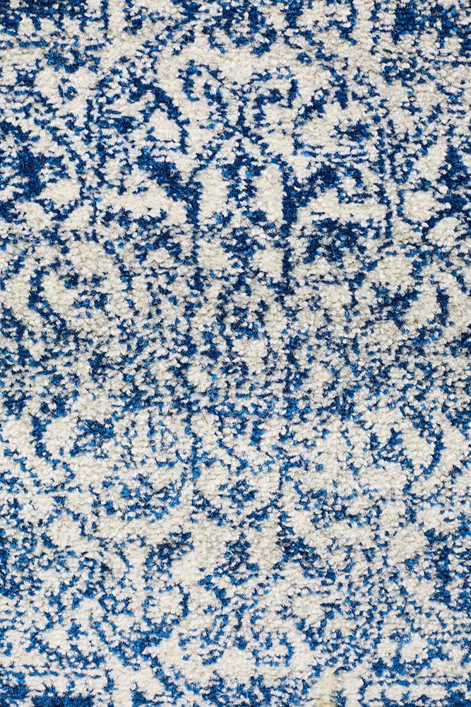 Evoke Horizon White Navy Transitional Runner Rug