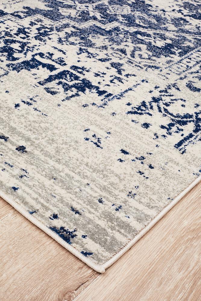 Evoke Horizon White Navy Transitional Rug