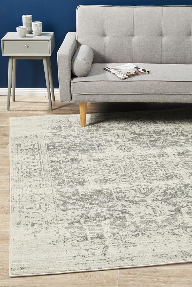 Evoke Dream White Silver Transitional Rug