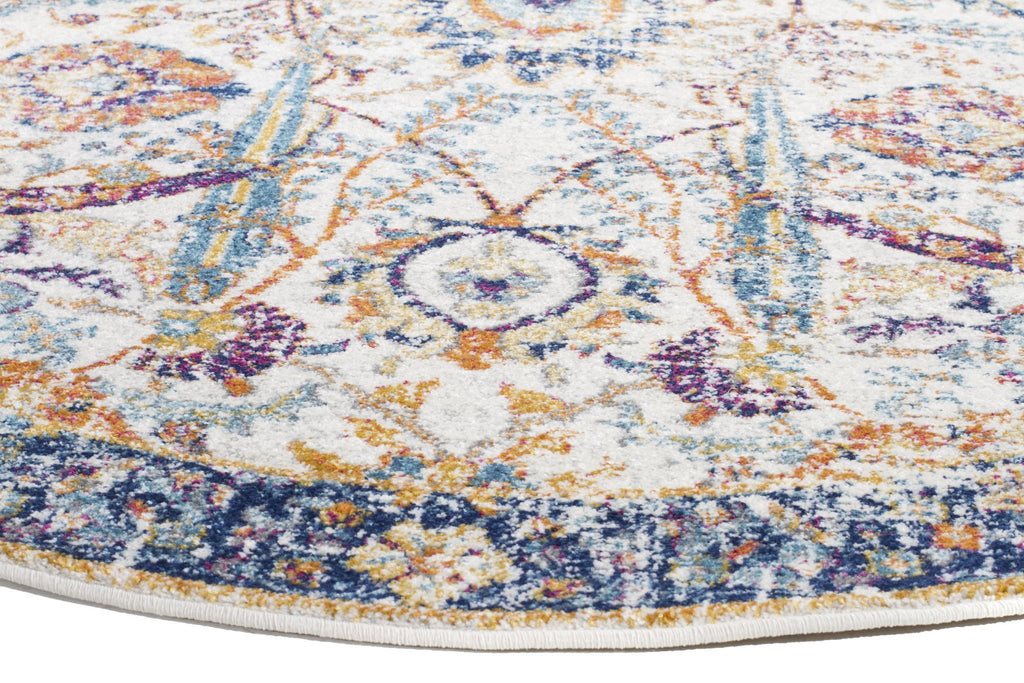 Evoke Peacock Ivory Transitional Round Rug