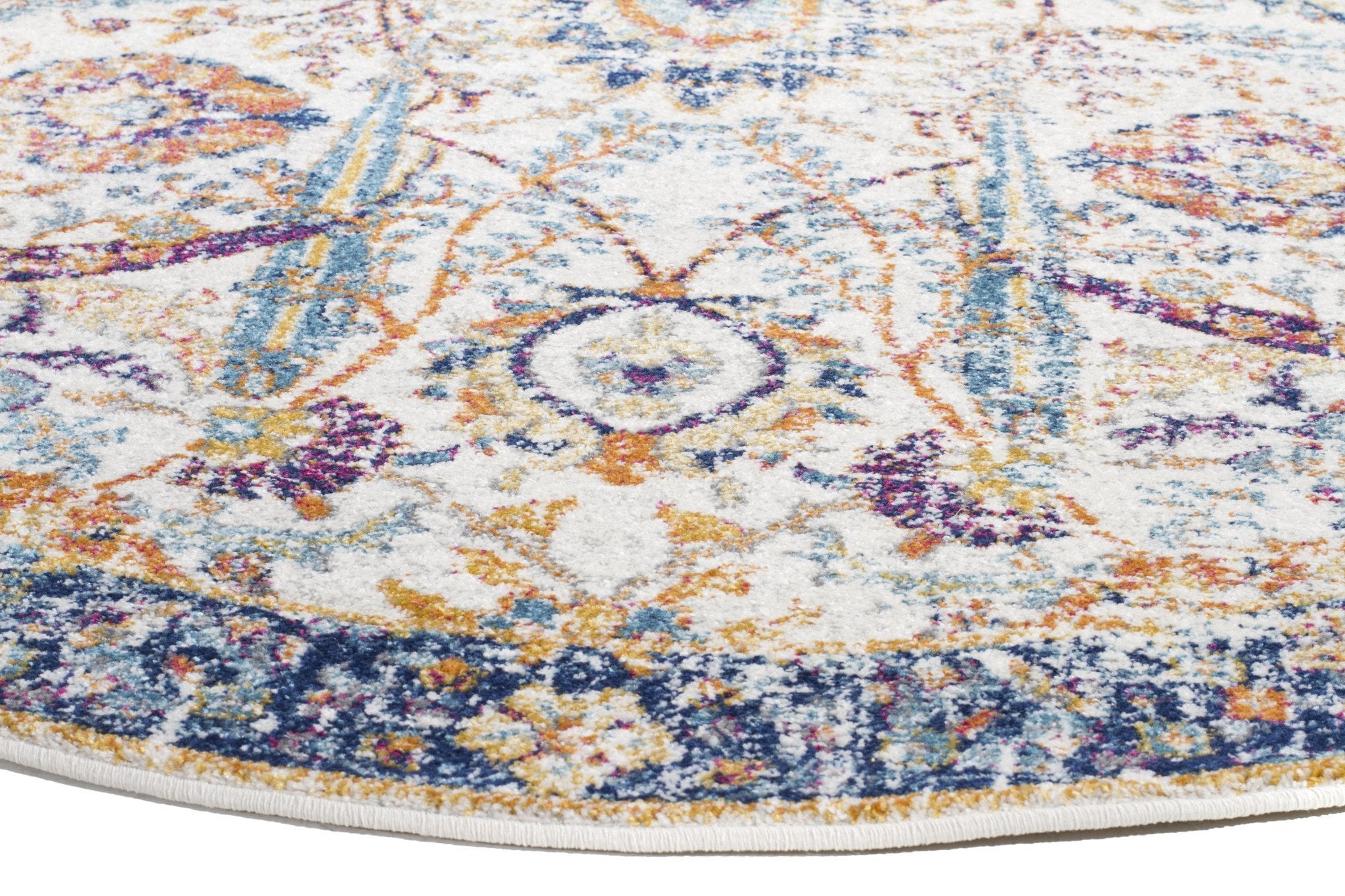 Evoke Peacock Ivory Transitional Round Rug