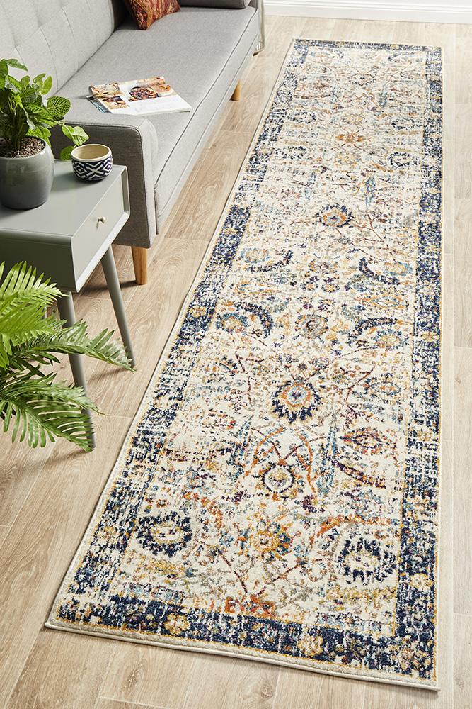 Evoke Peacock Ivory Transitional Runner Rug