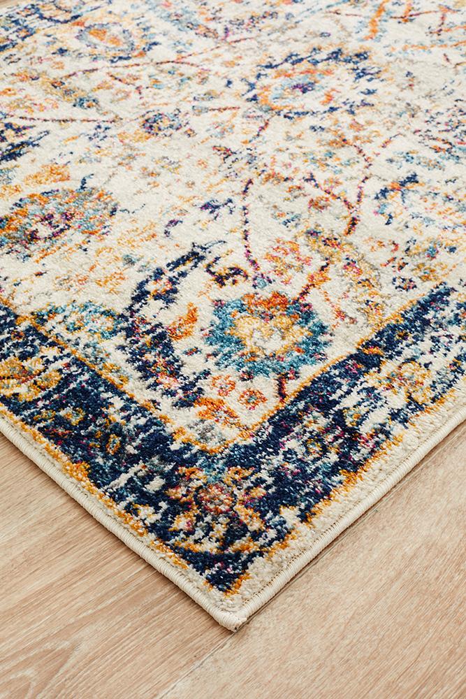 Evoke Peacock Ivory Transitional Runner Rug