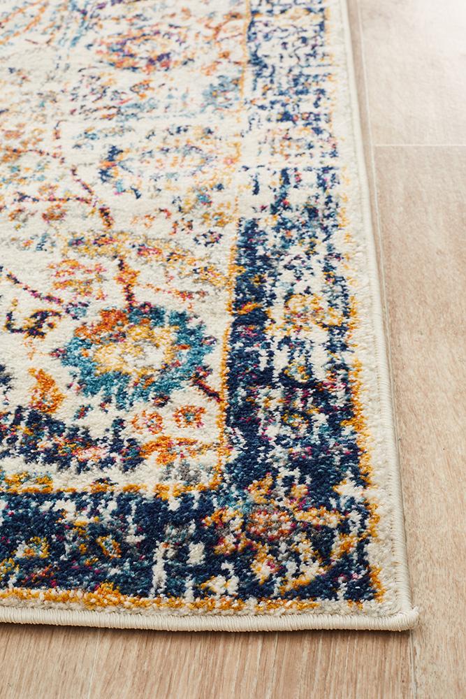 Evoke Peacock Ivory Transitional Runner Rug