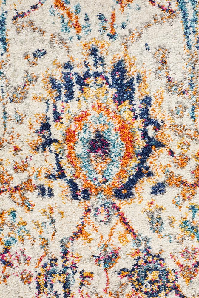Evoke Peacock Ivory Transitional Runner Rug