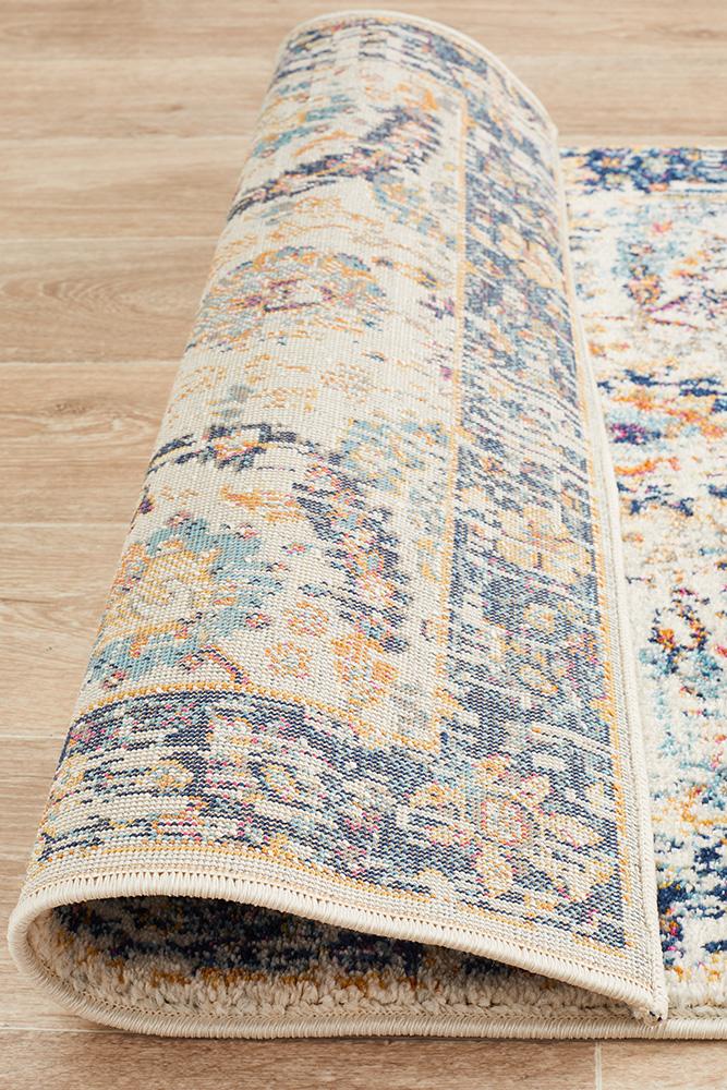 Evoke Peacock Ivory Transitional Runner Rug