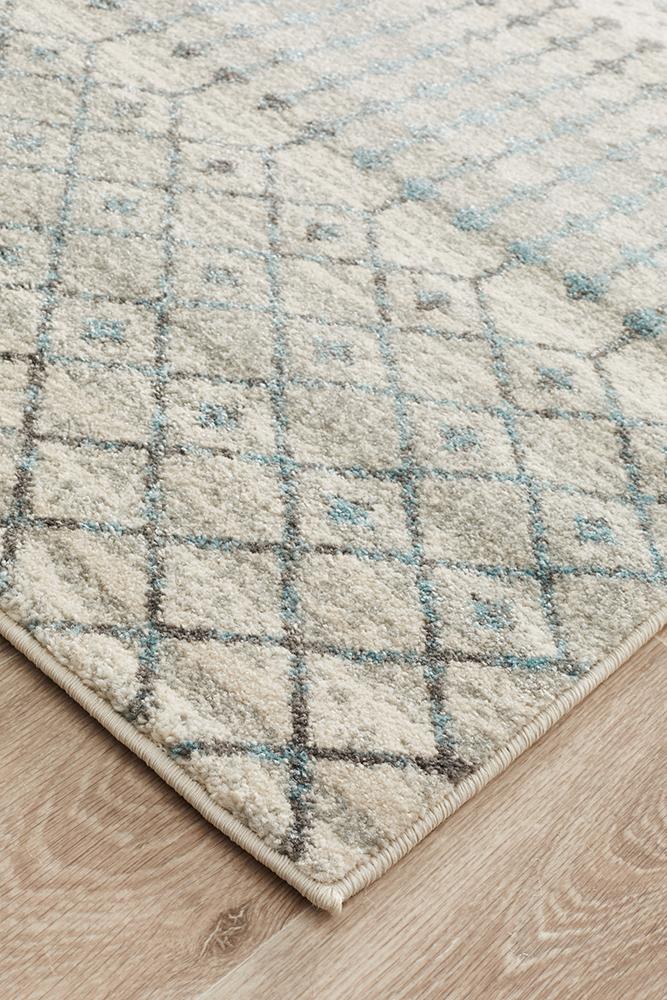 Evoke Slate White Transitional Runner Rug