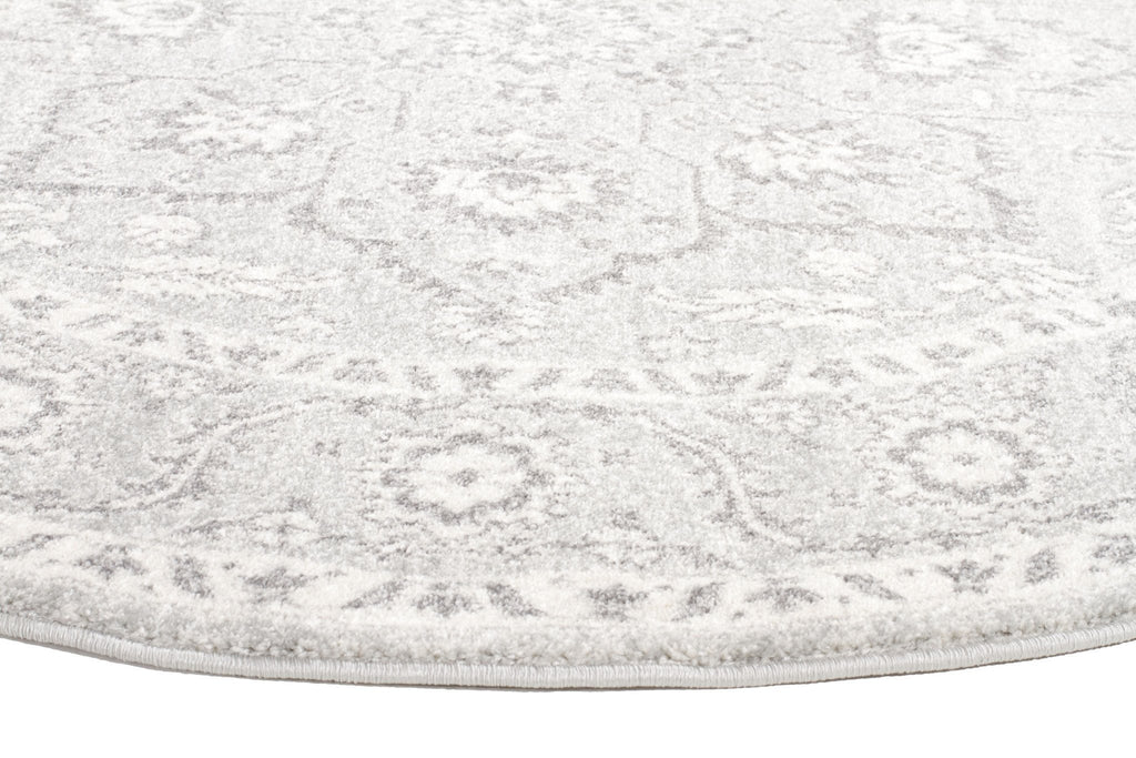 Evoke Silver Flower Transitional Round Rug