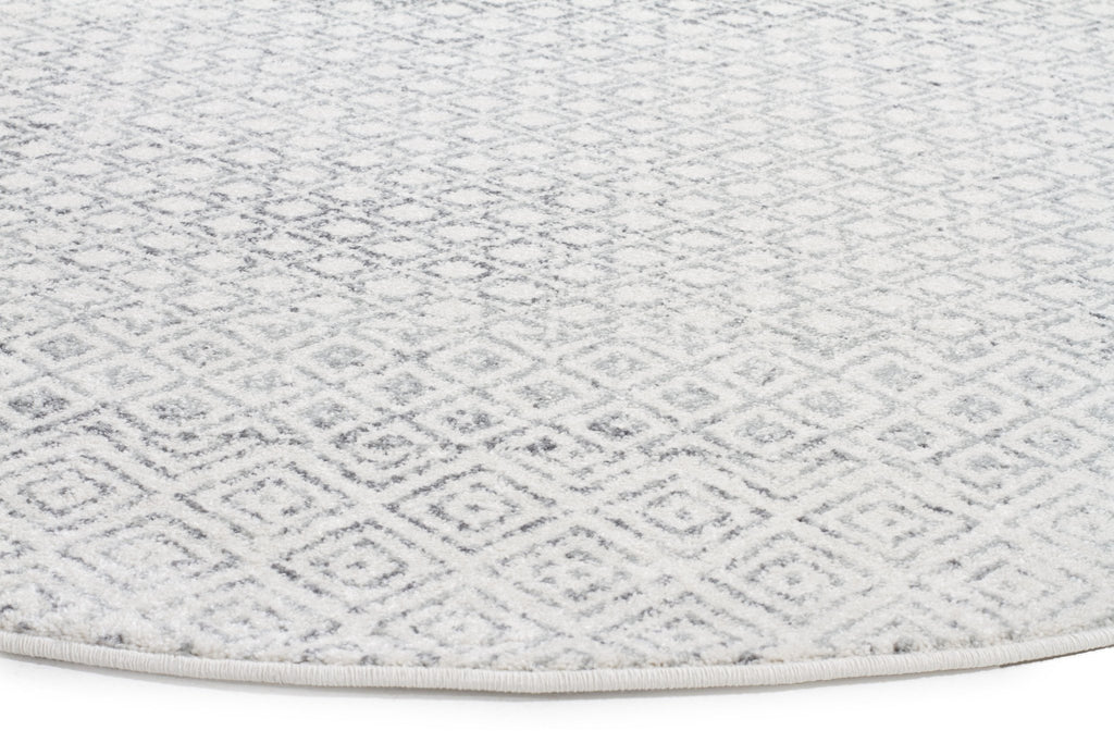 Evoke Diamond Grey Transitional Round Rug